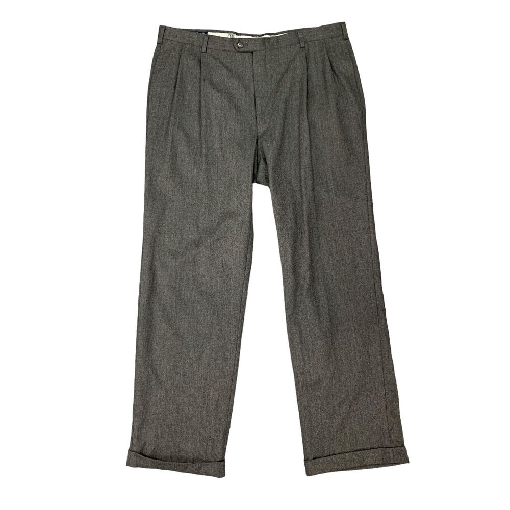 Vintage Austin Reed Pant Mens 36 Gray Virgin Wool Pleated Front Made USA *READ